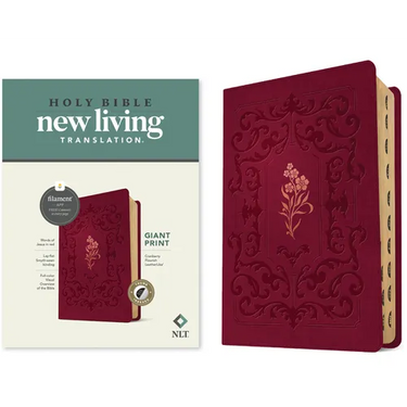 NLT Giant Print Bible, Filament Enabled (Leatherlike, Cranberry Flourish, Indexed, Red Letter)