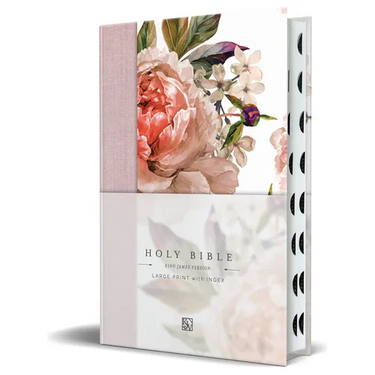 KJV Holy Bible, Large Print Medium Format, Pink Cloth Hardcover W/Thumb Index and Ribbon Marker, Red Letter