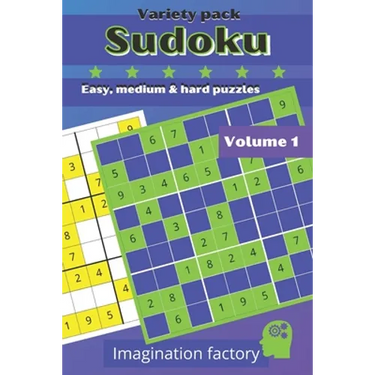 Sudoku variety pack. Easy, medium & hard puzzles: 100 puzzles. 6x9 travel size. Easy to carry