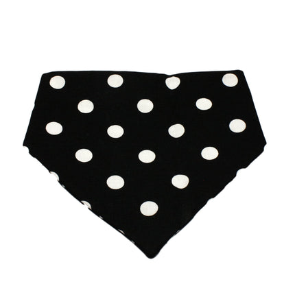 Black White Flower and Polka Dots Reversible Dog Bandana by Uptown Pups