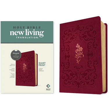 NLT Giant Print Bible, Filament Enabled (Leatherlike, Cranberry Flourish, Red Letter)