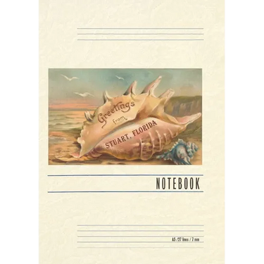Vintage Lined Notebook Seashell Greetings from Stuart, Florida