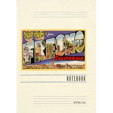 Vintage Lined Notebook Greetings from Fresno, California