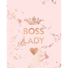 Boss Lady: Inspirational Quote Notebook, Trendy Pink Marble and Rose Gold - 8 x 10, 120 Wide Ruled Pages