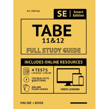 TABE 11 & 12 Full Study Guide: Complete Subject Review for TABE 11 & 12, with Online Video Lessons, 4 Full Length Practice Tests Book + Online, 750 R