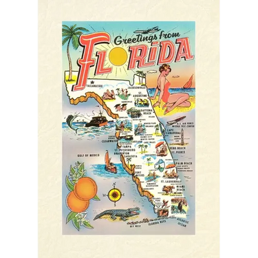 Vintage Lined Notebook Greetings from Florida, Map
