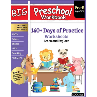 Big Preschool Workbook: Ages 3 - 5, 140+ Days of PreK Learning Materials, Fun Homeschool Curriculum Activities Help Pre K Kids Prep With Letter Tracin