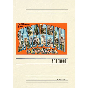 Vintage Lined Notebook Greetings from Savannah
