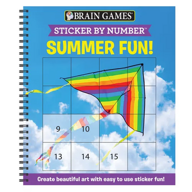 Brain Games - Sticker by Number: Summer Fun! (Easy - Square Stickers): Create Beautiful Art with Easy to Use Sticker Fun!