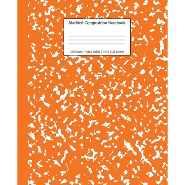 Marbled Composition Notebook: Pumpkin Marble Wide Ruled Paper Subject Book