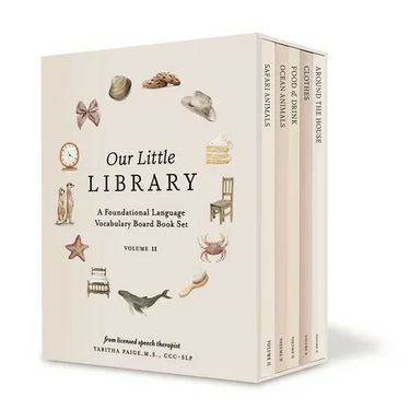 Our Little Library Vol. 2: First 100 Words Board Book Box Set, Including Ocean Animals, Safari Animals, Food and Drink, Clothes, and Around the House