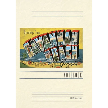 Vintage Lined Notebook Greetings from Savannah Beach