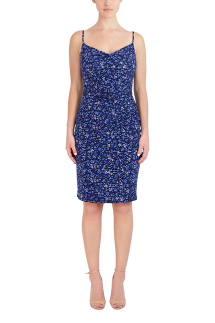 Laundry V-Neck Spaghetti Strap Ruched Side Zipper Back Floral Print ITY Dress by Curated Brands