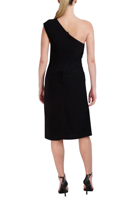 Laundry One Shoulder Sleeveless Gathered Side Zipper Back Solid Bodycon ITY Dress by Curated Brands