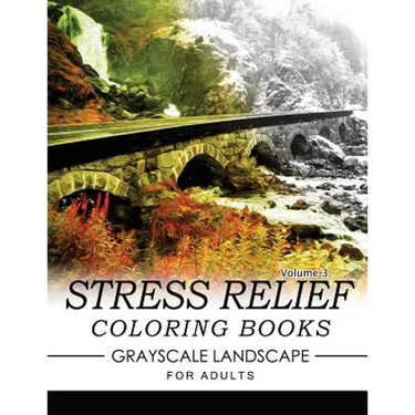 Stress Relief Coloring Books GRAYSCALE Landscape for Adults Volume 3
