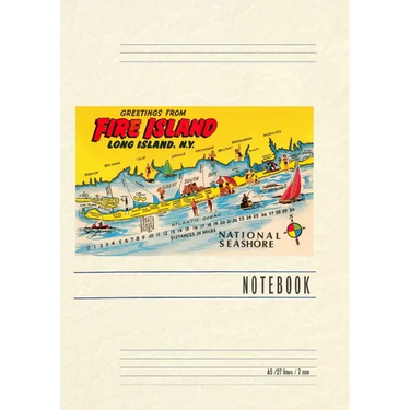 Vintage Lined Notebook Greetings from Fire Island, Long Island, New York