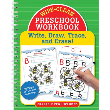 Wipe-Clean Preschool Workbook - Pre-K Practice for Letters, Numbers, and Fine Motor Skills: Write, Draw, Trace, and Erase!