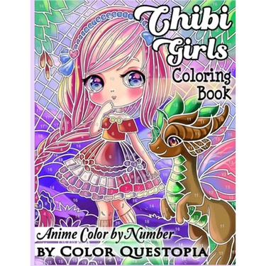 Chibi Girls Coloring Book Anime Color by Number: Adorable Kawaii Manga Mosaic Fantasy Scenes For Adults, Kids, and Teens