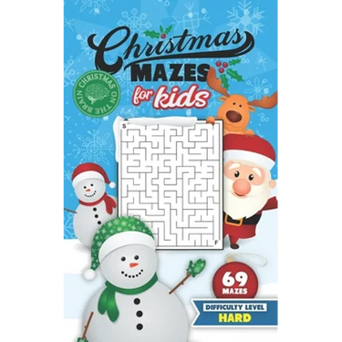 Christmas Mazes for Kids 69 Mazes Difficulty Level Hard: Fun Maze Puzzle Activity Game Books for Children - Holiday Stocking Stuffer Gift Idea - Snowm