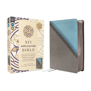 NIV Application Bible, Leathersoft, Teal/Grey, Red Letter, Comfort Print: Bringing the Ancient Message of the Bible Into Your World