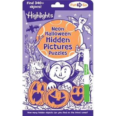 Neon Halloween Hidden Pictures Puzzles: Halloween Puzzle Book for Kids with Neon Hidden Pictures Scenes and Gel Marker, Perfect Halloween Gift and Tra