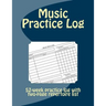Music Practice Log: 52-week practice log with two-page repertoire list