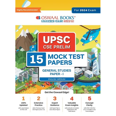 Oswaal UPSC CSE Prelims 15 Mock Test Papers General Studies Paper-1 For 2024 Exam