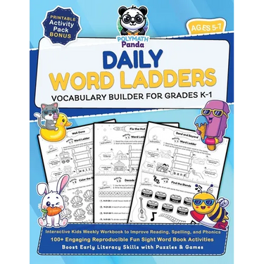 Daily Word Ladders and Vocabulary Builder for Grades K-1: Interactive Kids Weekly Workbook to Improve Reading, Spelling, and Phonics 100+ Engaging Rep
