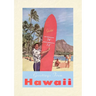 Vintage Lined Notebook Greetings from Hawaii, Long Board with Temperatures