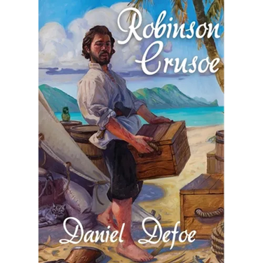 Robinson Crusoe: A novel by Daniel Defoe about a castaway who spends 28 years on a remote tropical desert island encountering cannibals, captives, and