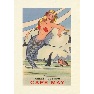 Vintage Lined Notebook Greetings from Cape May, Mermaid