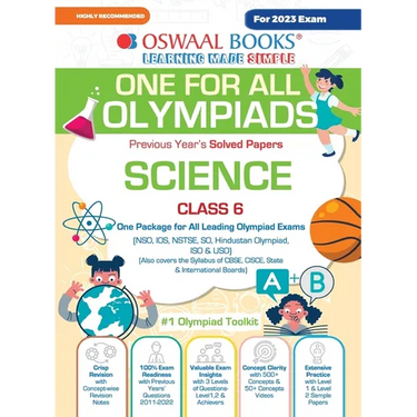 Oswaal One For All Olympiad Previous Years' Solved Papers, Class-6 Science Book (For 2023 Exam)