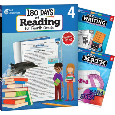 180 Days(tm) Reading, Writing and Math for Grade 4: 3-Book Set: Practice, Assess, Diagnose