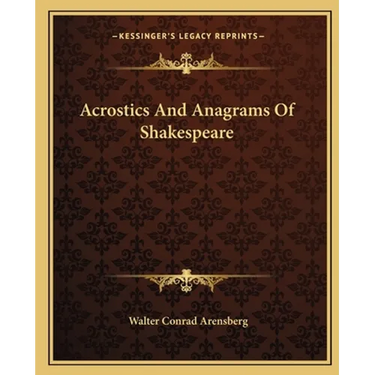 Acrostics And Anagrams Of Shakespeare