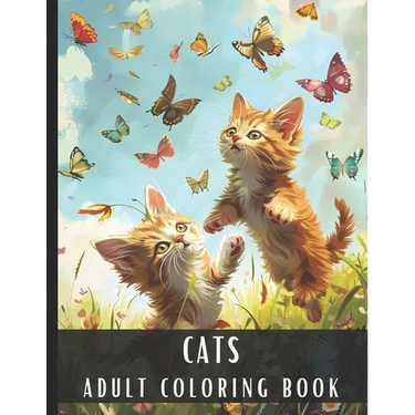 Adult Coloring Book Cats: Large Print Coloring Book for Adults & Cat Lovers with Different Scenes of Fluffy Cats, Kittens, Perfect for Relaxation and