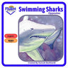 Swimming sharks: Mandarin, Pinyin and English.