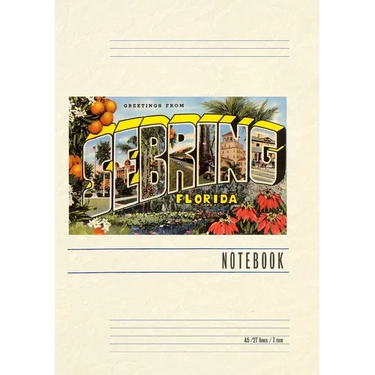 Vintage Lined Notebook Greetings from Sebring, Florida