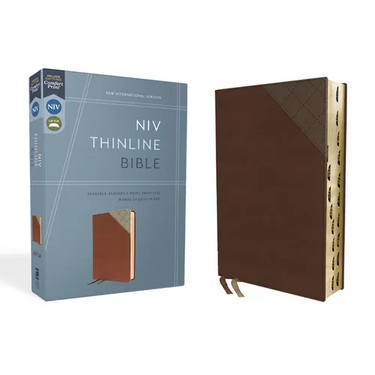 Niv, Thinline Bible, Leathersoft, Brown, Red Letter, Thumb Indexed, Comfort Print