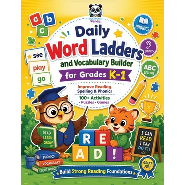 Daily Word Ladders and Vocabulary Builder for Grades K-1: Interactive Kids Weekly Workbook to Improve Reading, Spelling, and Phonics 100+ Engaging Rep