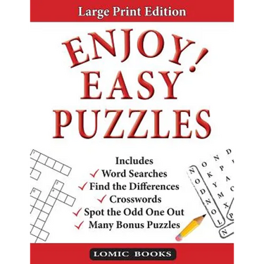 Enjoy! Easy Puzzles: Includes Word Searches, Spot the Odd One Out, Crosswords, Find the Differences and Many Bonus Puzzles