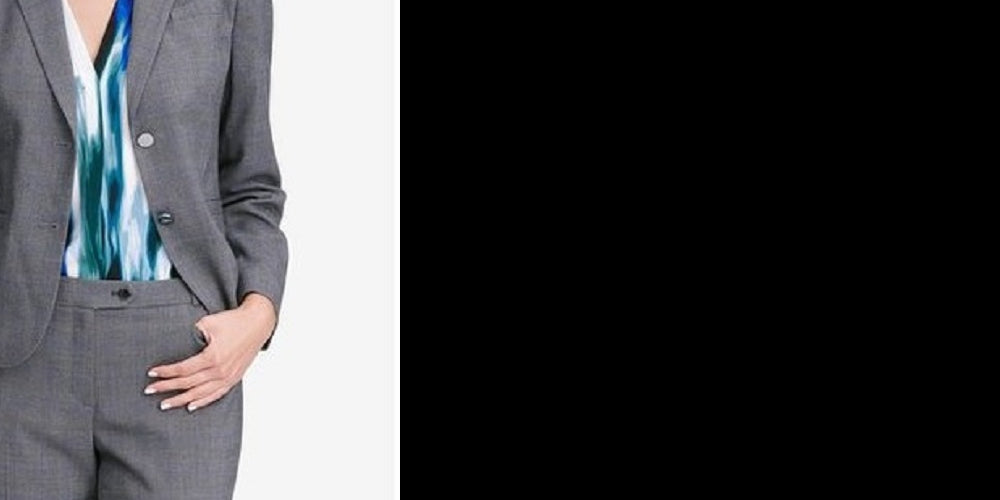 Calvin Klein Women's Glen Plaid Two-Button Jacket Silver Size 6 by Steals