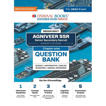 Oswaal Indian Navy - Agniveer SSR (Senior Secondary Recruit), (Agnipath Scheme), Question Bank Chapterwise Topicwise for Science Mathematics English R