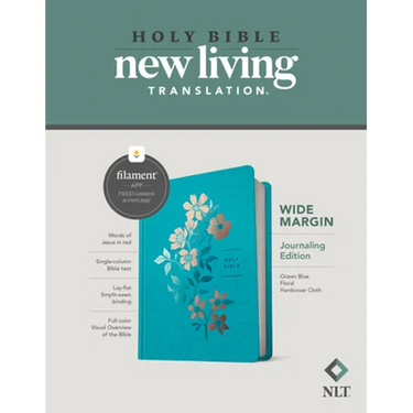 NLT Wide Margin Bible, Filament Enabled (Hardcover Cloth, Ocean Blue Floral, Red Letter)
