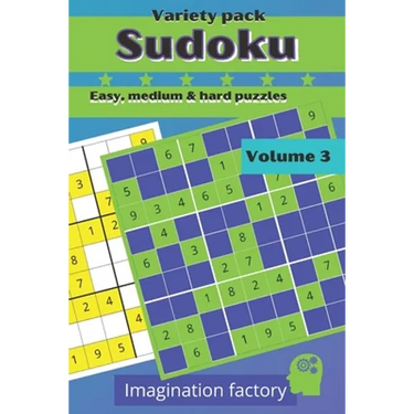 Sudoku variety pack. Easy, medium & hard puzzles: 100 puzzles. 6x9 travel size. Easy to carry