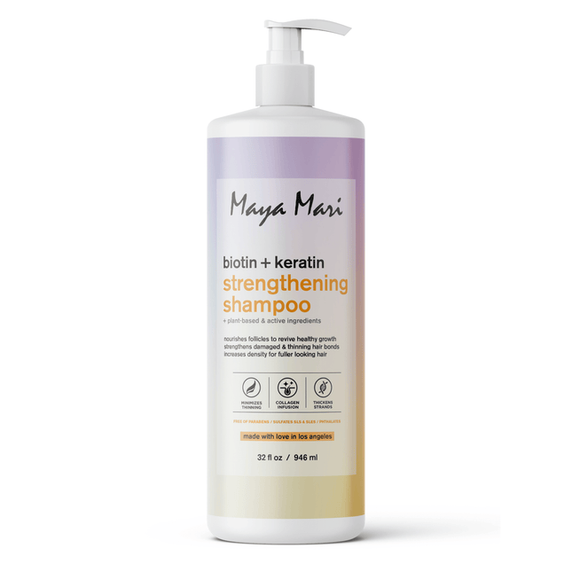 Maya Mari Biotin Keratin Strengthening Shampoo Sulfate Free - Thickening & Growth for Thinning Weak Hair, 32 fl oz by  Los Angeles Brands