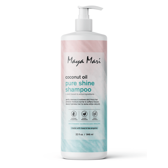 Maya Mari Coconut Oil Pure Shine Shampoo Sulfate Free - Restore Hydration & Smooth Frizz for Dry Dull Hair, 32 fl oz by  Los Angeles Brands