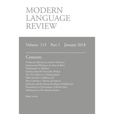 Modern Language Review (113: 1) January 2018
