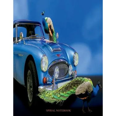 Spiral Notebook: Spiral Journal, Notebook with Blank Pages - 100 Sheets, Car Notebook, Peafowl Notebook, Peacock Notebook, Size 8.5 x 1