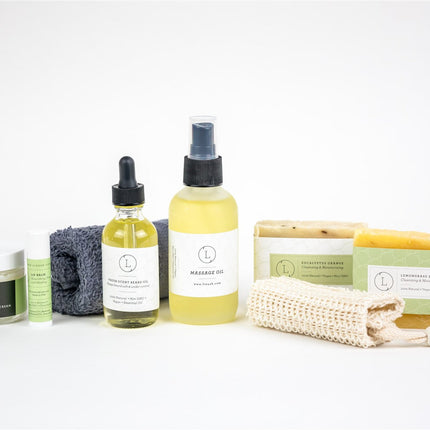 Fresh earthy Natural skincare set, Eucalyptus bath and body, Men Grooming kit/Body oil by Lizush