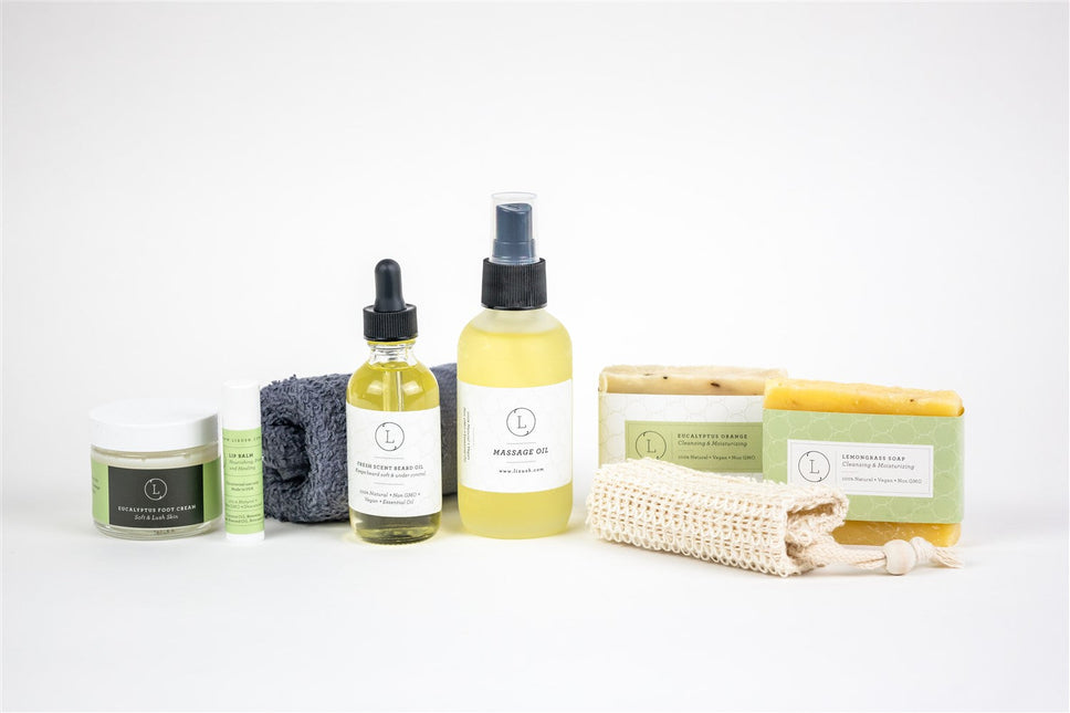 Fresh earthy Natural skincare set, Eucalyptus bath and body, Men Grooming kit/Body oil by Lizush